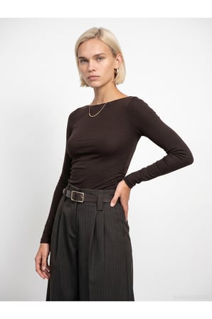 33270 Sıcak Tutan Kayık Yaka Bra-Free Top