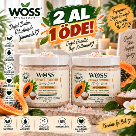 WOSS PAPAYA SMOOTH TUZ PEELİNGİ – 300 g
