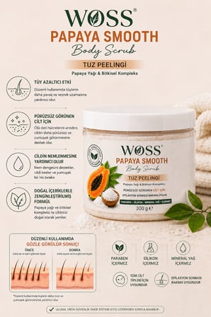 WOSS PAPAYA SMOOTH TUZ PEELİNGİ – 300 g