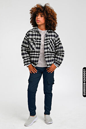 %100 Pamuklu Astarlı Erkek Çocuk Ekose Desenli Oduncu Gömlek 5-14 Yaş 23142