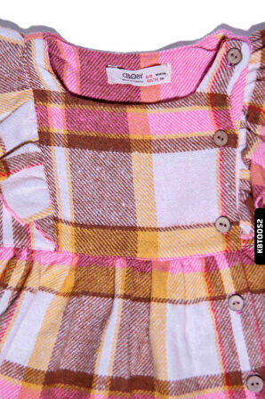 Kız Bebek Kareli Fırfırlı Dokuma Elbise 6-24 Ay 20579