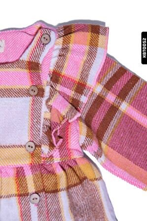 Kız Bebek Kareli Fırfırlı Dokuma Elbise 6-24 Ay 20579