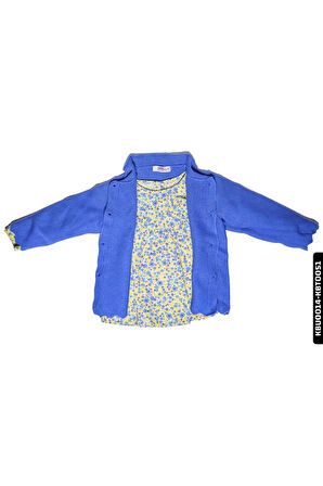 %100 Pamuklu Arkadan Düğmeli Kız Bebek Çiçekli Dokuma Elbise 6-24 Ay 20557