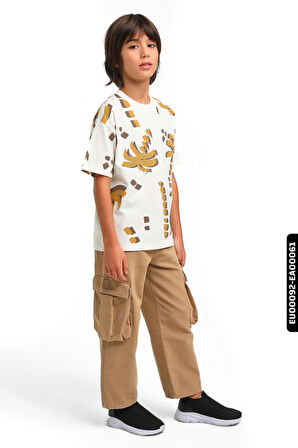 Oversize Fermuarlı Kargo Çift Cepli Geniş Paçalı Erkek Çocuk Pantolon 5-14 Yaş 2421