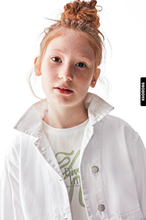 Düğmeli Polo Yakalı sahte Çift Cepli Düz Renk Kız Çocuk Ceket 8-14 Yaş 36704