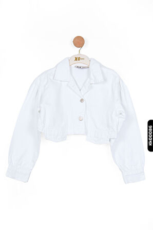 Düğmeli Polo Yakalı sahte Çift Cepli Düz Renk Kız Çocuk Ceket 8-14 Yaş 36704