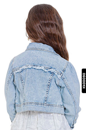 Sivri Yakalı Düğmeli Çift Cepli Kız Çocuk Ceket 4-8 Yaş 34701