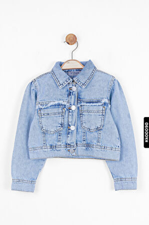 Sivri Yakalı Düğmeli Çift Cepli Kız Çocuk Ceket 4-8 Yaş 34701