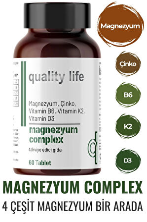 Magnezyum Complex 60 Tablet - Magnezyum Malat Sitrat Glisinat Taurat Bisglisinat - Magnezyum Çinko