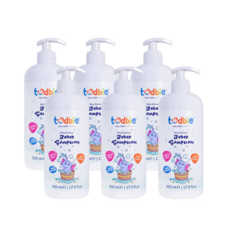 TODBİE 2'si 1 Arada Bebek Şampuanı 6'lı Set - Göz Yakmayan, Papatya Özlü, 500 ml Bebek Şampuanı - Sles İçermez