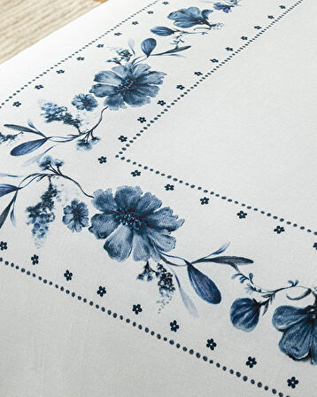 Flower Chain Dijital Baskılı Soft Cotton Çift Kişilik Nevresim Takımı Lacivert