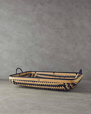 English Home Bamboo Bambu Dekoratif Tepsi Natural-Siyah