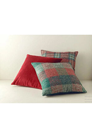 Hana Kırlent Kılıfı 43x43 Cm Kırmızı - Yeşil