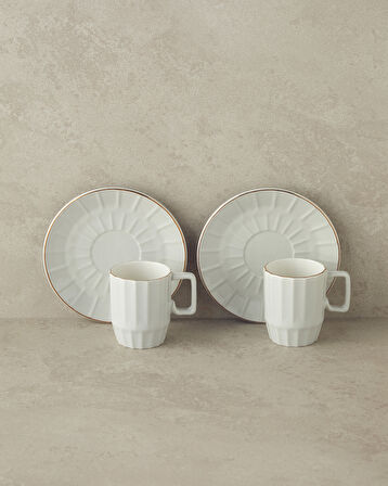 Angely New Bone China Kahve Fincan Takımı 4 Parça 2 Kişilik Gri