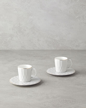 English Home Hestia New Bone China 4 Parça 2 Kişilik Kahve Fincan Takımı Gri