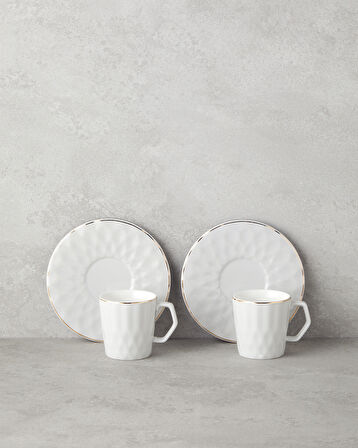English Home Hestia New Bone China 4 Parça 2 Kişilik Kahve Fincan Takımı Gri