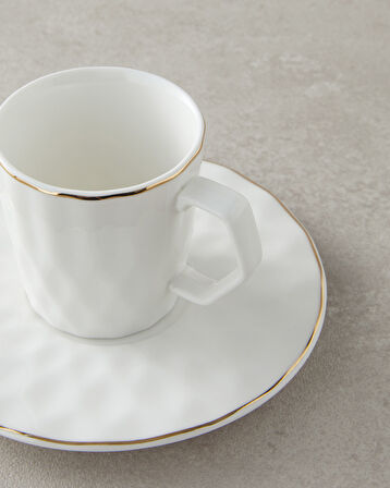 Hestia New Bone China Kahve Fincan Takımı 4 Parça 2 Kişilik Beyaz