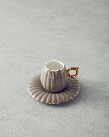 English Home Polka New Bone China 4 Parça 2 Kişilik Kahve Fincan Takımı Vizon