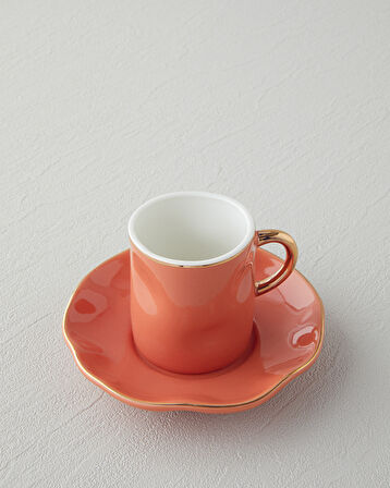 Rolly New Bone China 4 Parça 2 Kişilik Kahve Fincan Takımı Terracotta