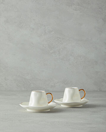 English Home Felix New Bone China Kahve Fincan Takımı 4 Parça 2 Kişilik Beyaz