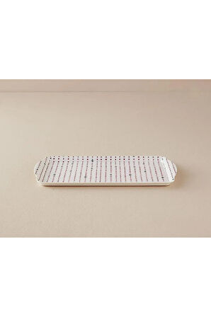 Cheerful Dotsy Melamin Tepsi 37x18 Cm Beyaz
