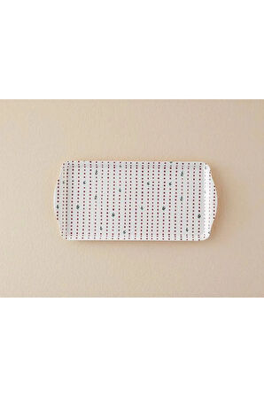 Cheerful Dotsy Melamin Tepsi 37x18 Cm Beyaz