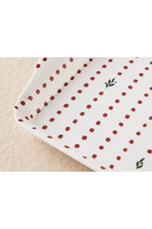 Cheerful Dotsy Melamin Tepsi 37x18 Cm Beyaz