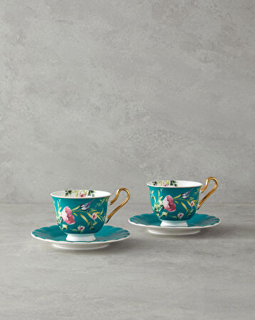 English Home Vanilla New Bone China 4 Parça 2 Kişilik Çay Fincanı Takımı Turkuaz