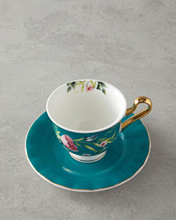 English Home Vanilla New Bone China 4 Parça 2 Kişilik Çay Fincanı Takımı Turkuaz