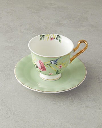 English Home Vanilla New Bone China 4 Parça 2 Kişilik Çay Fincanı Takımı Açık Yeşil