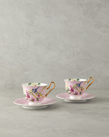 English Home Vanilla New Bone China  Çay Fincanı Takımı 4 Parça 2 Kişilik Açık Pembe