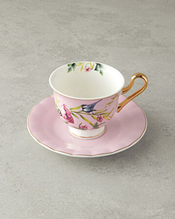 English Home Vanilla New Bone China  Çay Fincanı Takımı 4 Parça 2 Kişilik Açık Pembe