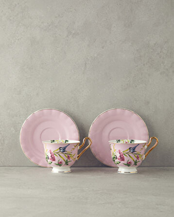 English Home Vanilla New Bone China  Çay Fincanı Takımı 4 Parça 2 Kişilik Açık Pembe