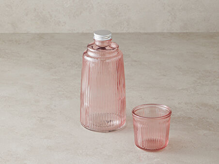 English Home Botelya Cam Başucu Sürahi Pembe
