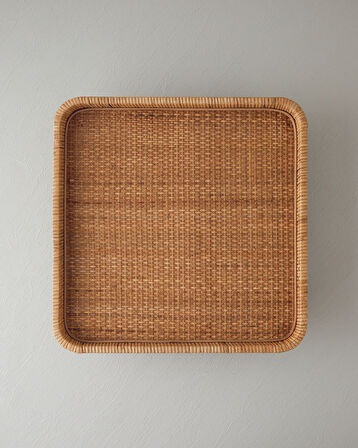 Verona Rattan Dekoratif Tepsi Naturel
