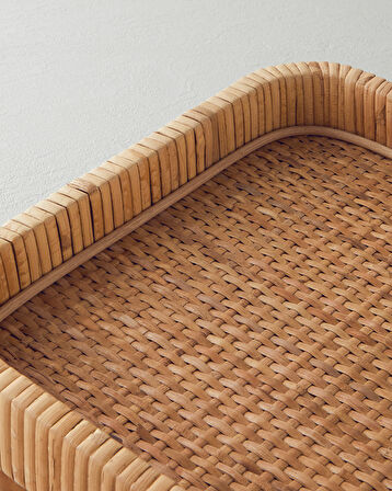 Verona Rattan Dekoratif Tepsi Naturel