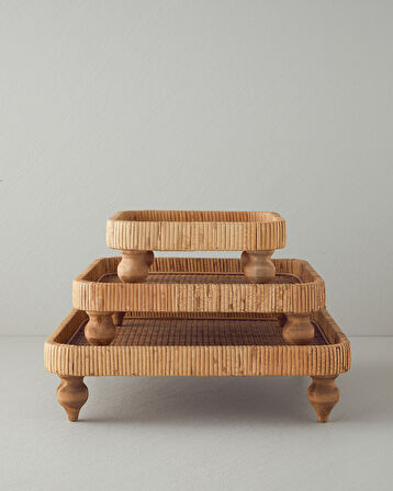 Verona Rattan Dekoratif Tepsi Naturel