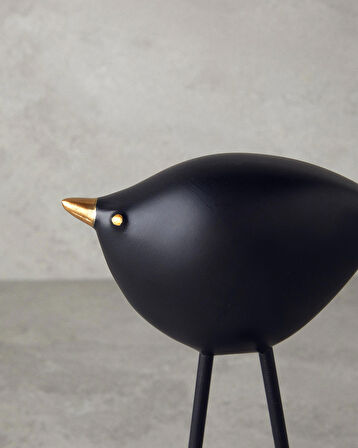 English Home Cute Birds Polyresin Biblo Siyah