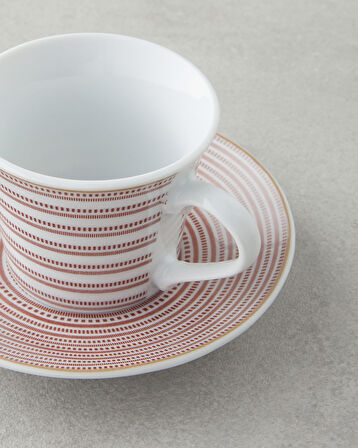 English Home Ashley Porselen Kahve Fincan Takımı 4 Parça 2 Kişilik Bordo