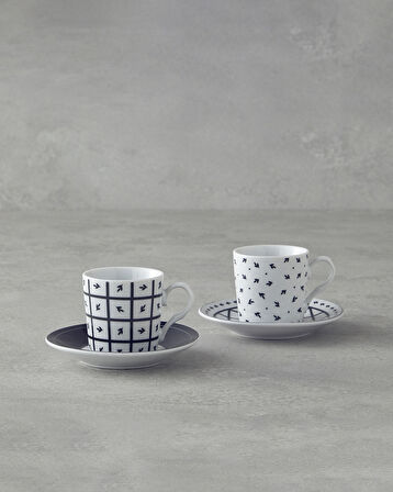 English Home Mika Porselen Kahve Fincan Takımı 4 Parça 2 Kişilik Siyah