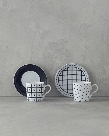 English Home Mika Porselen Kahve Fincan Takımı 4 Parça 2 Kişilik Siyah