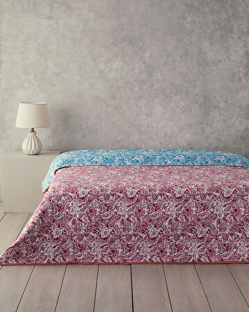 English Home Folk Art Tek Kişilik Çok Amaçlı Örtü Koyu Pembe