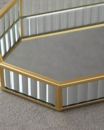 English Home Luxury Cam Dekoratif Tepsi Gold