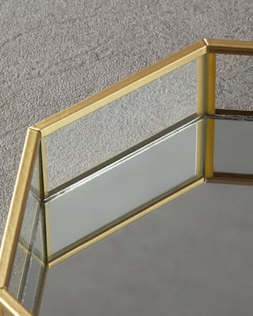 English Home Deluxe Cam Dekoratif Tepsi Gold