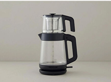English Home CMK 6001 Cam Çay Makinesi ve Kettle Siyah-Bakır