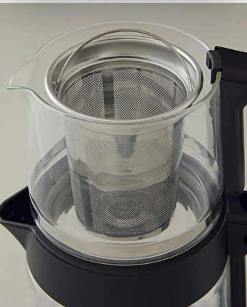 English Home CMK 6001 Cam Çay Makinesi ve Kettle Siyah-Bakır