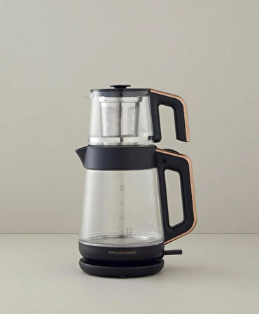 English Home CMK 6001 Cam Çay Makinesi ve Kettle Siyah-Bakır