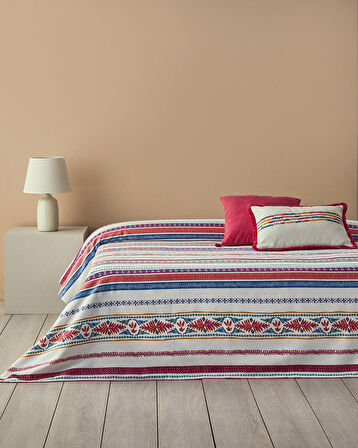 English Home Folk Lines Tek Kişilik Pike Koyu Pembe