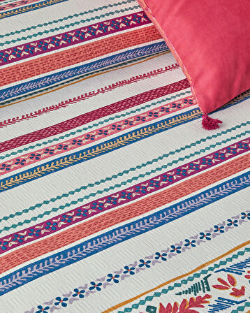 English Home Folk Lines Tek Kişilik Pike Koyu Pembe