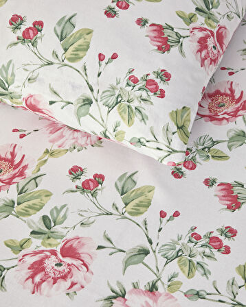 English Home Sparkling Flowers Çift Kişilik Nevresim Takımı Yeşil